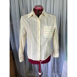 button down Liz Sport striped pastel cream pink green purple